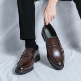 Stilista - Men's Elegant Split Leather Loafers with Metal Bar Detail - Ashour Shoes