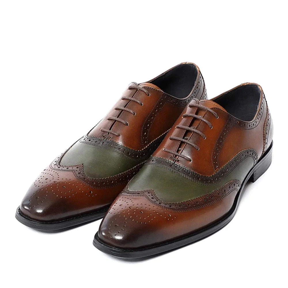 il gestore 2 - Elegant two tone spectator leather oxford shoes for men - Ashour Shoes