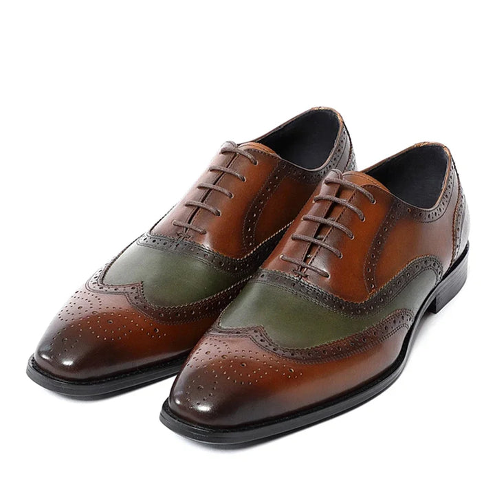 il gestore 2 - Elegant two tone spectator leather oxford shoes for men