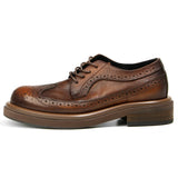 Maestro - Men's Distressed Leather Brogue Derby Shoes with Chunky Sole - Ashour Shoes