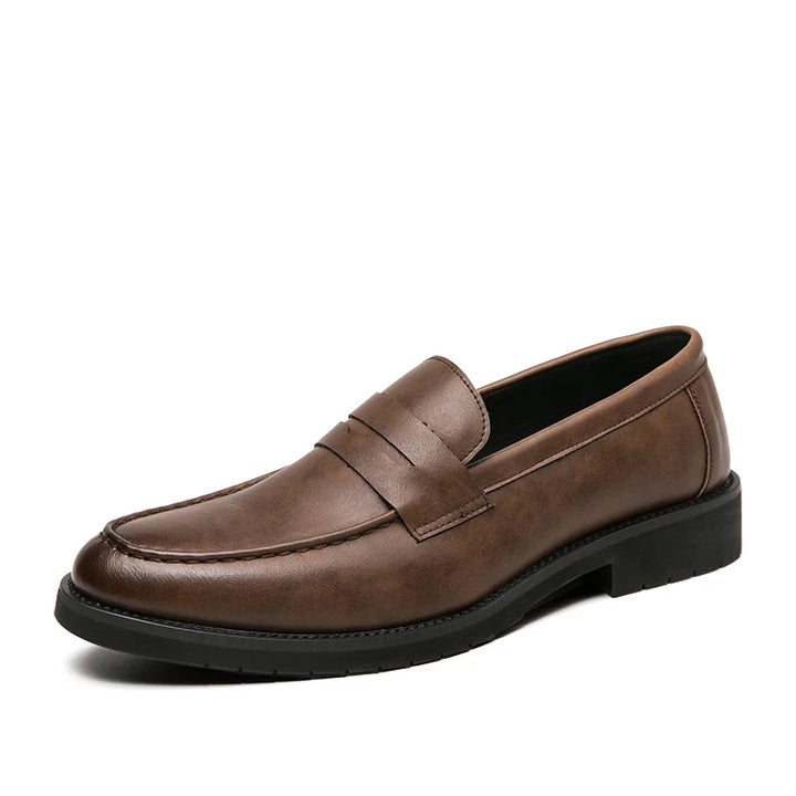 Loreno – Men’s Genuine Leather Penny Loafers – Classic Slip On