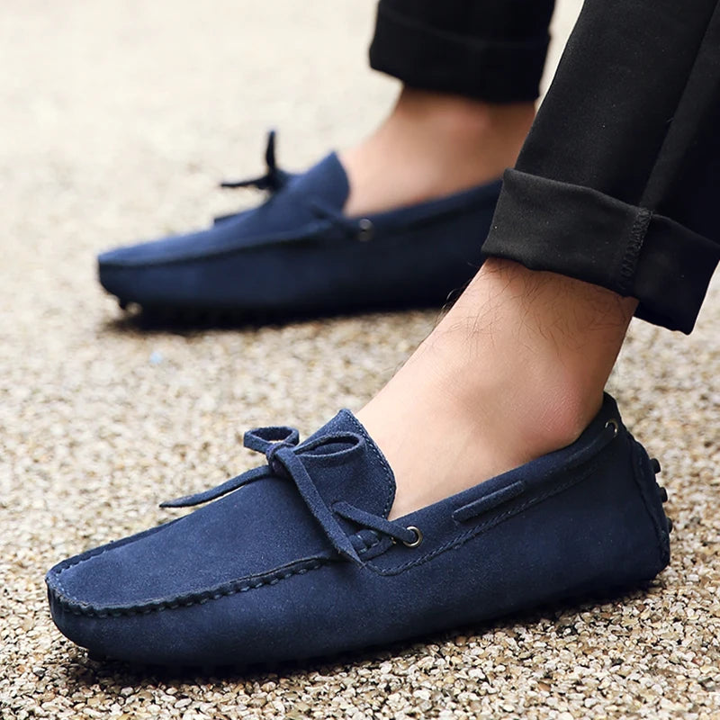 Sereno - Men's Casual Navy Suede Driving Loafers - Ashour Shoes