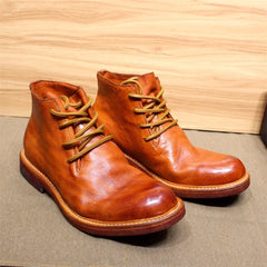Artigiano - Men's British Style Handmade Calf Leather Chukka Boots - Ashour Shoes