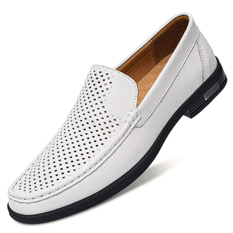 Sereno2 - Men's Blue PU Leather Slip-On Driving Moccasin Loafers - Ashour Shoes