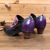 Girsby2 - colorful Retro leather booties for women - Ashour Shoes