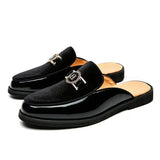 Stilare - Men's Elegant Suede & Patent Leather Loafer Mules - Ashour Shoes