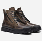 Ravello – Men’s Genuine Leather Winter Boots – zipped Lace-Up Ankle Boots - Ashour Shoes