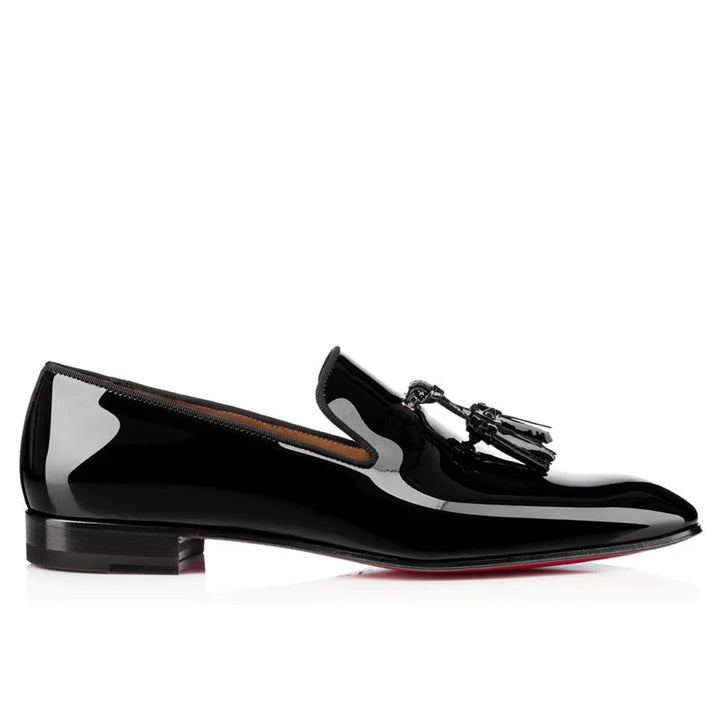 Rossi P3  - Shiny red bottom sole tassel patent leather loafers for men