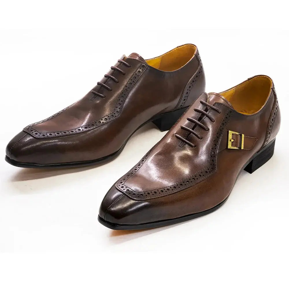 La Fibbia - Men's Luxury single buckle leather oxford dress shoes - Ashour Shoes