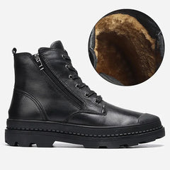Ravello – Men’s Genuine Leather Winter Boots – zipped Lace-Up Ankle Boots - Ashour Shoes