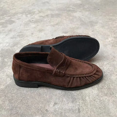Lassa - French Retro Handmade Calf Leather Flats for Women – Slip-On Casual Shoes - Ashour Shoes