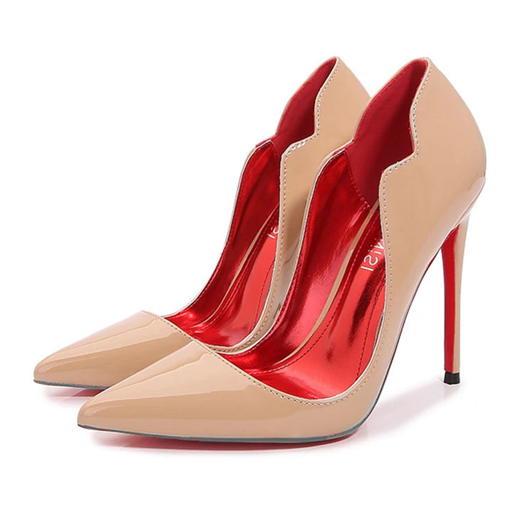 POX Luxx - Elegant red bottom/inner stiletto heels for women (12cm) - Ashour Shoes