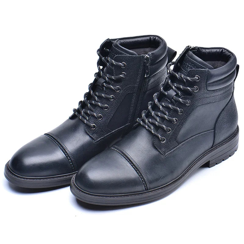 Ufficio 2 - Classic men's leather boots with zipper - Ashour Shoes