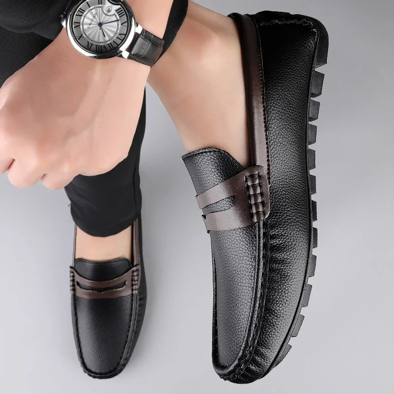 Guida - Men's Split Leather Slip-On Driving Moccasin Loafers - Ashour Shoes