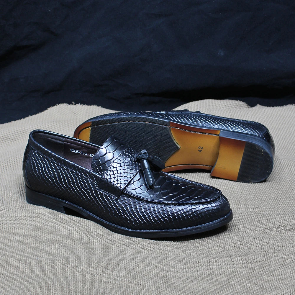 Alino - Alligator print tassel leather loafers for men