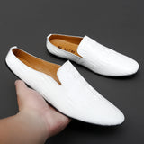 Eleganza - Men's Blue Crocodile Embossed Leather Loafers - Ashour Shoes