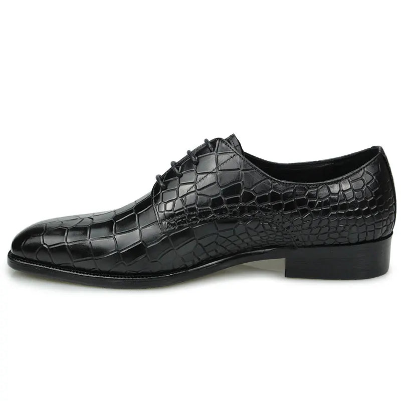 Ravion – Men’s Crocodile-Embossed  Leather Derby DRESS Shoes