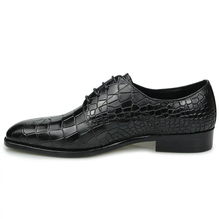 Ravion – Men’s Crocodile-Embossed  Leather Derby DRESS Shoes