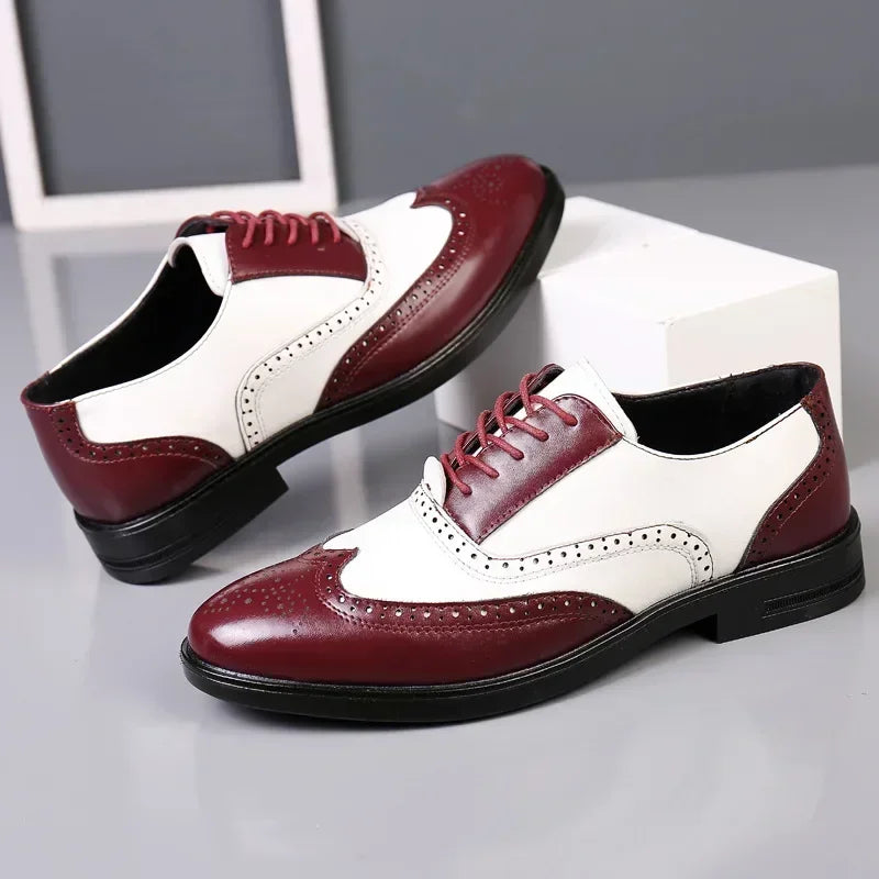 Dandy - Men's Two-Tone Wingtip Brogue Oxford Dress Shoes - Ashour Shoes
