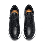 Zenith - Women's Casual Leather Platform Sneakers with Side Zipper - Ashour Shoes