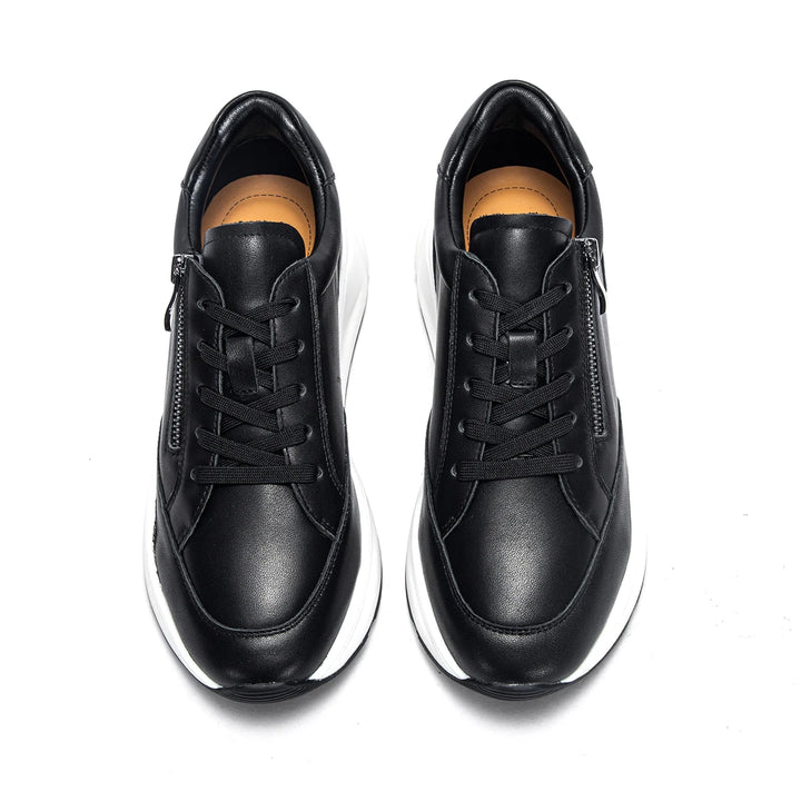 Zenith - Women's Casual Leather Platform Sneakers with Side Zipper