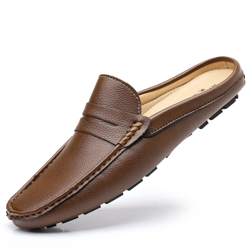 Momo A2 - backless loafers / leather mules for men - Ashour Shoes