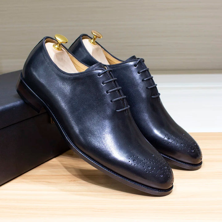 Maestro - Men's Premium Leather Brogue Cap Toe Oxford Dress Shoes