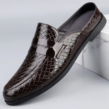 Lucido - Men's Patent Croc-Effect Slip-on Mule Loafers - Ashour Shoes
