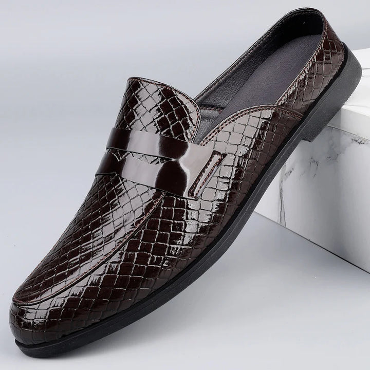 Lucido - Men's Patent Croc-Effect Slip-on Mule Loafers