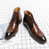 Bromley – Men’s Alligator-Print Leather Ankle Boots – Winter Dress Boots - Ashour Shoes
