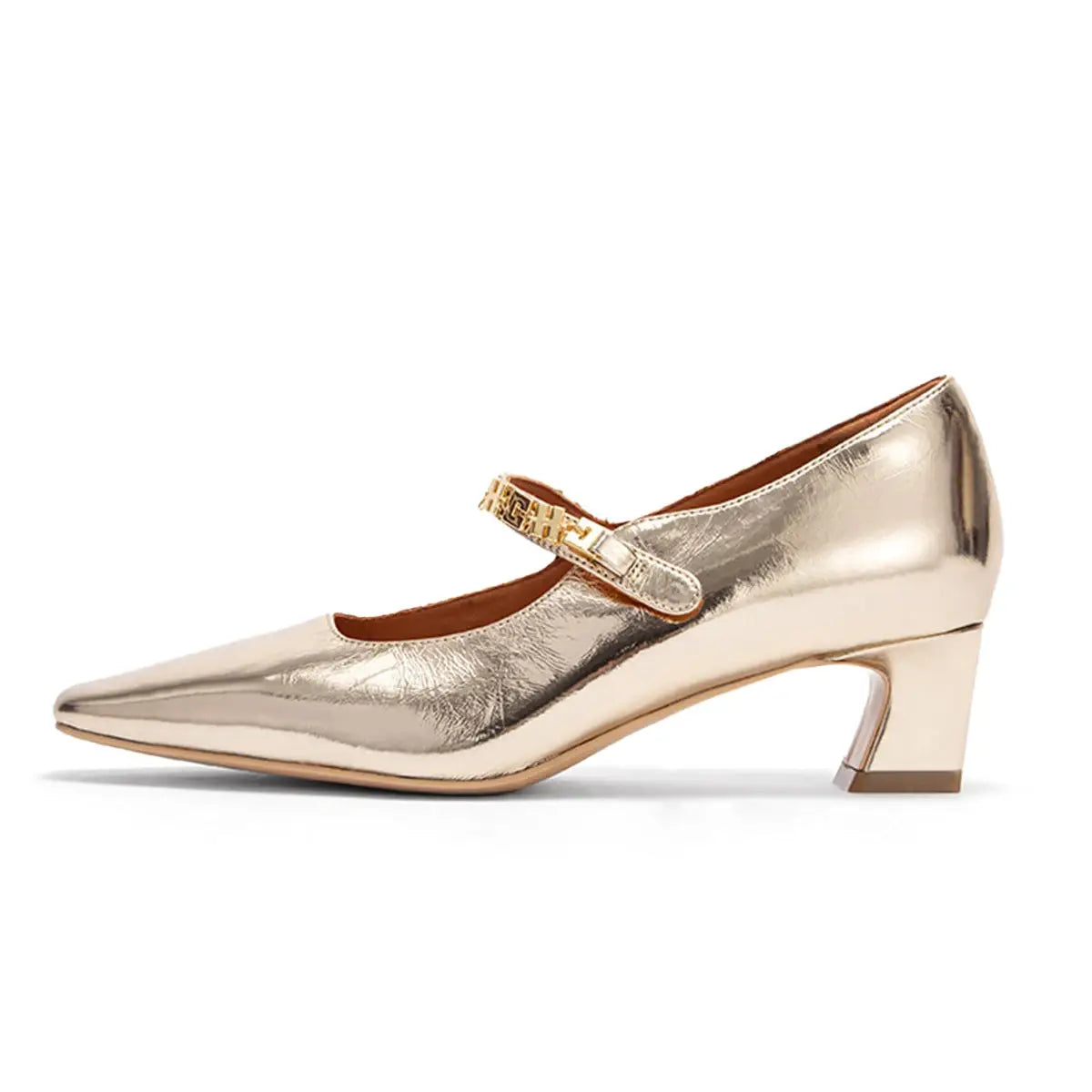 Argento - Women's Elegant Leather Mary Jane Pumps with Chain Detail - Ashour Shoes