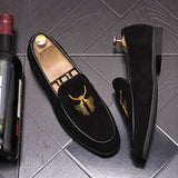 Xiya - Suede leather embroidered loafers for men - Ashour Shoes
