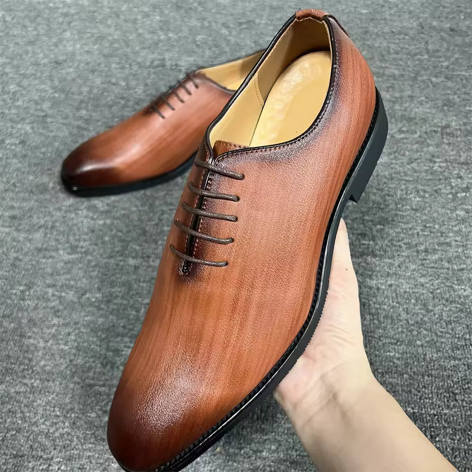 Ardito - Men's Elegant Leather Oxford Dress Shoes (Whole Cut) - Ashour Shoes