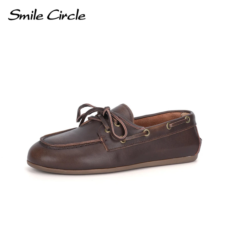Lerana - Genuine Leather Boat Shoes for Women. Classic Moccasin for Everyday Comfort