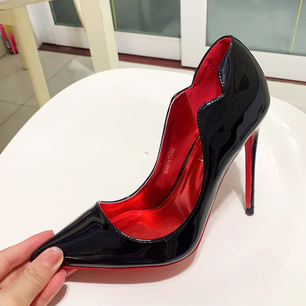 POX Luxx - Elegant red bottom/inner stiletto heels for women (12cm) - Ashour Shoes