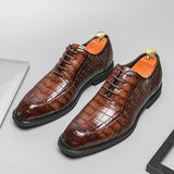 Caimano - Men's Glossy Alligator Embossed Square Toe Oxford Dress Shoes - Ashour Shoes