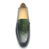 Smeraldo - Men's Luxury Green Embossed Leather Slip-On Loafers - Ashour Shoes