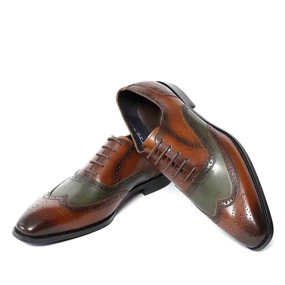 il gestore 2 - Elegant two tone spectator leather oxford shoes for men - Ashour Shoes