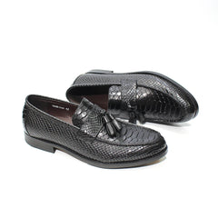 Alino - crocodile print tassel leather loafers for men - Ashour Shoes