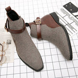 Wibo - Fashion suede leather boots for men with buckle/belt detail - Ashour Shoes