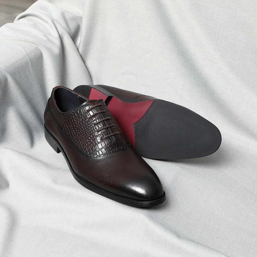 ROSSI X - Luxury two tone leather red bottom oxford shoes for men