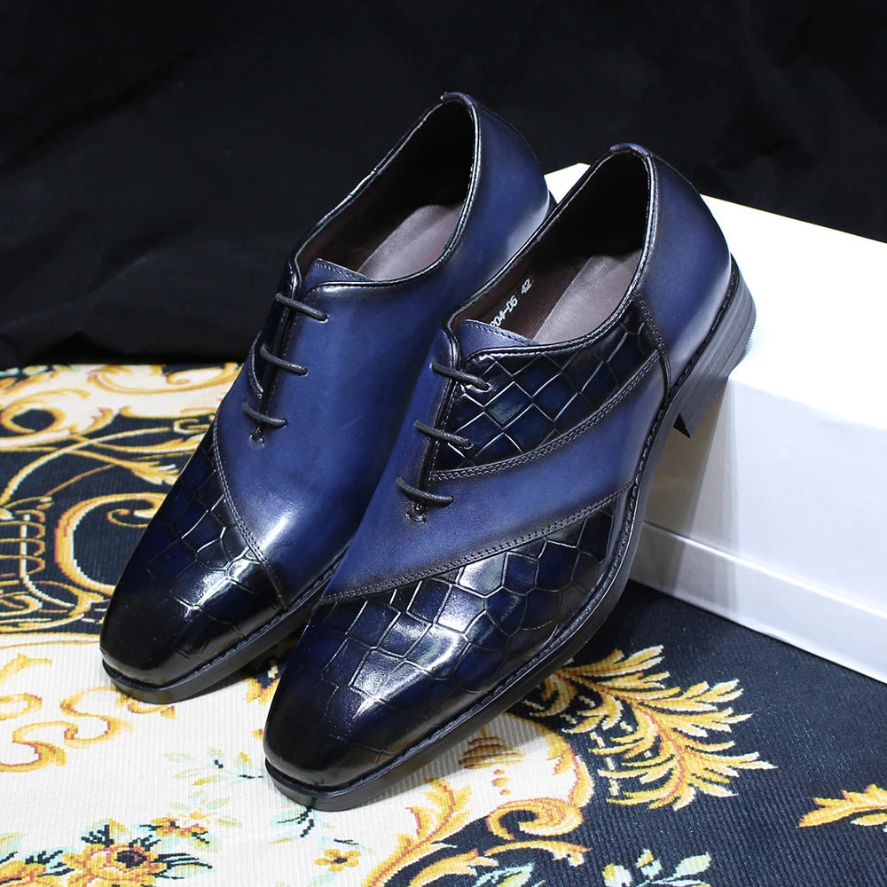 il gestore 3 - Two tone unique black and blue oxford shoes for men - Ashour Shoes