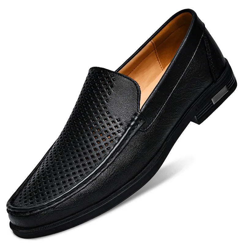 Sereno2 - Men's Blue PU Leather Slip-On Driving Moccasin Loafers - Ashour Shoes