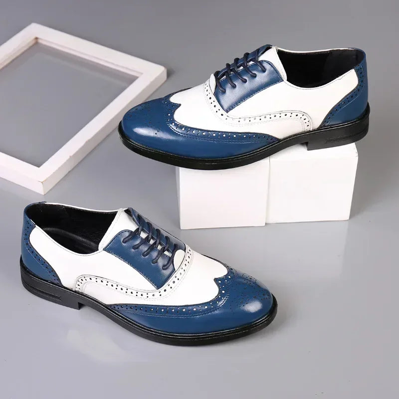 Dandy - Men's Two-Tone Wingtip Brogue Oxford Dress Shoes - Ashour Shoes