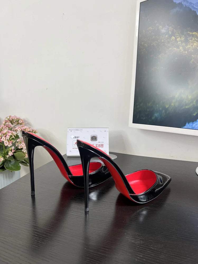 POX3 - Red Bottom High Heels in Patent Leather Pointed Toe Stiletto Pumps for Women - Ashour Shoes