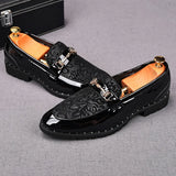 Maestro - Men's Luxury Patent Leather Floral Embossed Loafers - Ashour Shoes