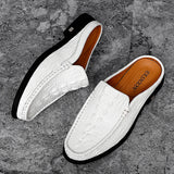 Neravo – Men’s Crocodile & Alligator pattern leather Mules. Backless Slip-On - Ashour Shoes