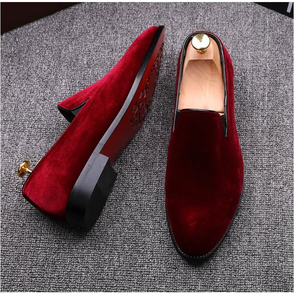 Vevli Rossi - Red bottom sole suede Leather loafers for men