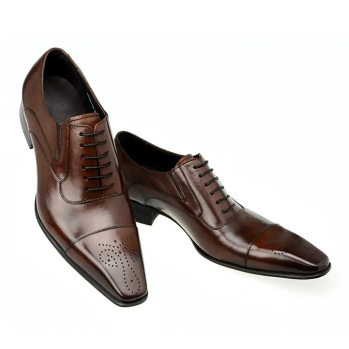 Rovento – Classic Vintage Oxford Brogue Dress Shoes for Men Vegan Leather - Ashour Shoes