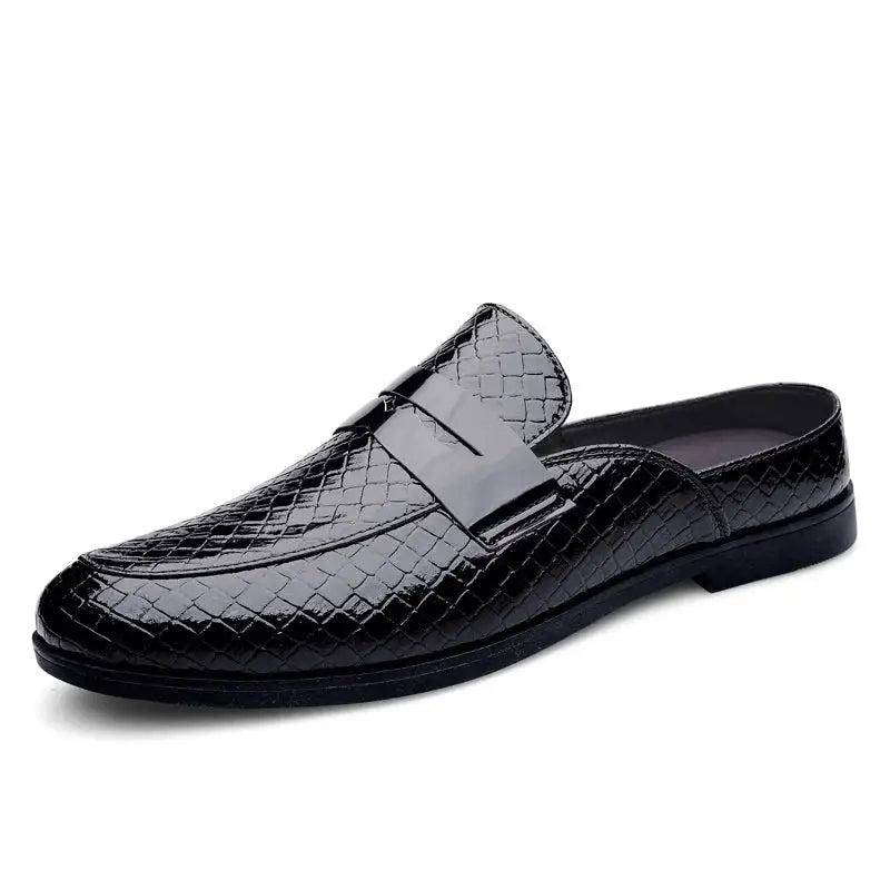 Lucido - Men's Patent Croc-Effect Slip-on Mule Loafers - Ashour Shoes
